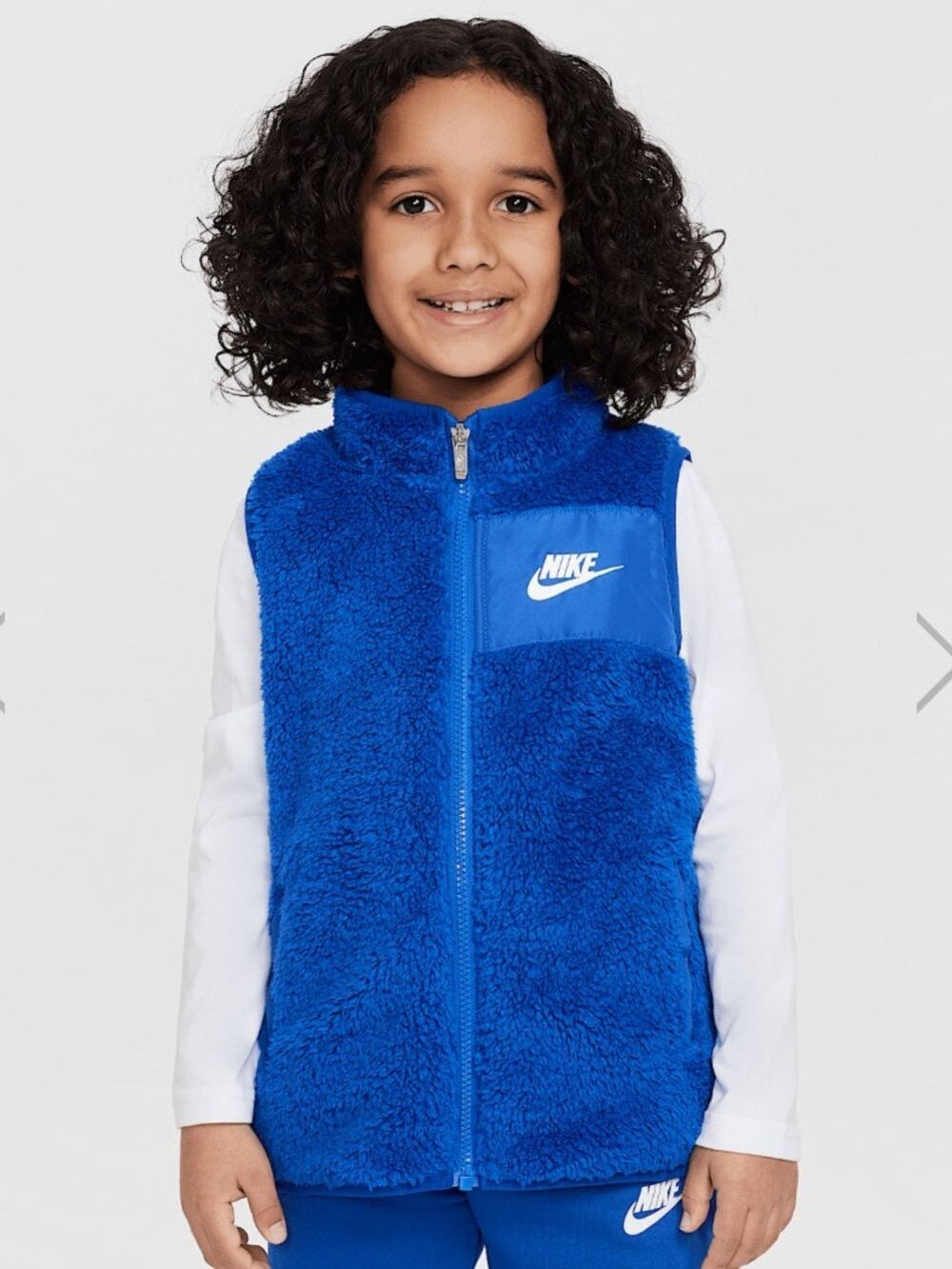 Nike Royal Blue Sherpa Vest White Logo 3 Piece Set 3T - Picture 3 of 12